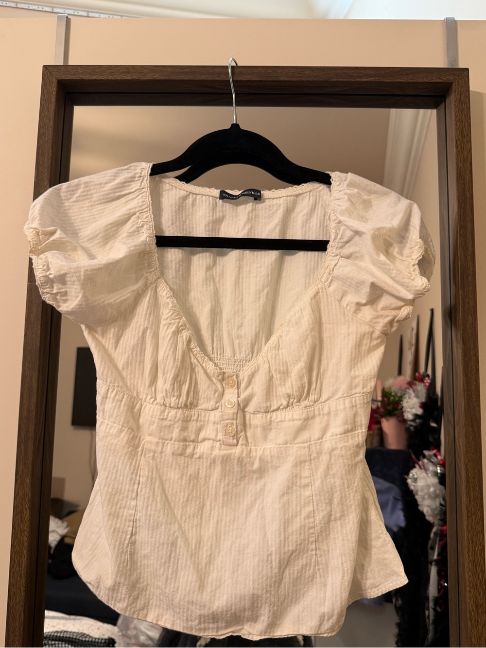 Brandy Cream Puff Sleeve Peasant Top